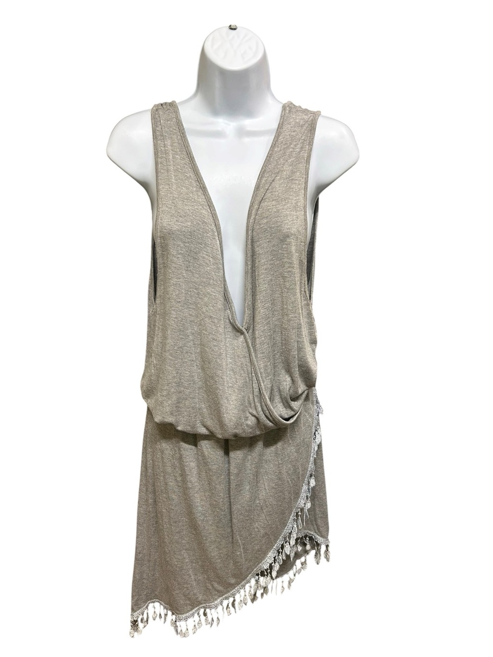 SYBO Gray Fringed Beach Swimsuit Coverup Size M